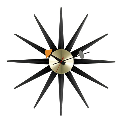 20125305 Sunburst Vitra Часы настенные лучевые чёрные с латунным центром