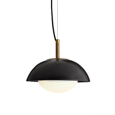 Подвесной светильник Arteriors Glaze, чёрная керамика и опаловое стекло