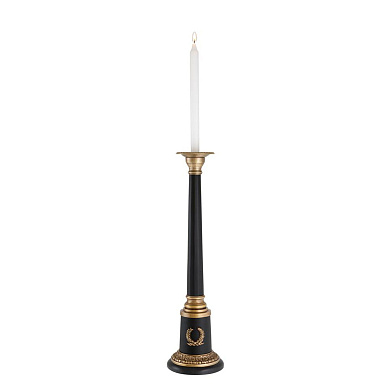 110095 Candle Holder Arosa vintage brass/black finish L подсвечник Eichholtz