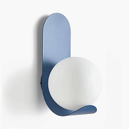 Zesta G9 wall lamp Massmi настенный светильник с круглым плафоном и изогнутой подложкой синего цвета