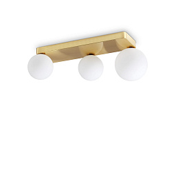 314822 Ideal lux Penta трехламповый потолочный светильник на золотом основании с матовыми шарами