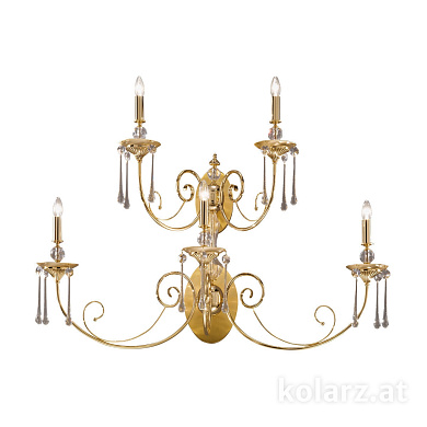Kolarz Palladio 0224.65L.3 настенный светильник золото 24 карата прозрачный ширина 120cm макс. высота 87cm 5 ламп e14