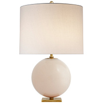 Elsie Table Lamp розовое крашеное стекло с кремовым льняным абажуром