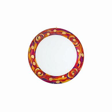 потолочный светильник с золотым плафоном и цветным орнаментом