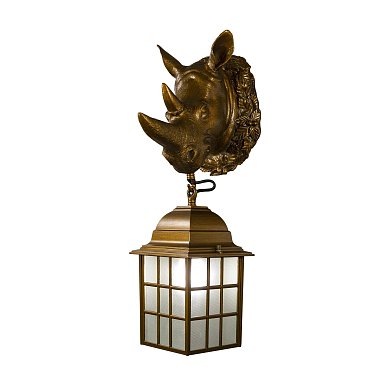 Уличный настенный светильник Favourite Hunt 2033-1W — узкий коричневый уличный фонарь с фигурой животного и выступом 280 мм