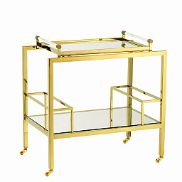 109988 Eichholtz Majestic тележка на колёсах с металлическим каркасом и стеклянными полками