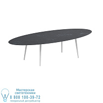 STYLETTO СТАНДАРТНЫЙ ОБЕДЕННЫЙ СТОЛ 320X140CM АЛЮМИНИЕВЫЕ НОЖКИ БЕЛАЯ КЕРАМИЧЕСКАЯ СТОЛЕШНЯ NERO MARQUINA Royal Botania