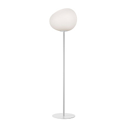 FN168013EB_10 Foscarini Gregg торшер с овальным стеклянным плафоном на металлической стойке белого цвета