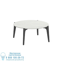 СТОЛИК TEA TIME Ø 75CM H40 АНТРАЦИТОВЫЙ КЕРАМИЧЕСКИЙ BIANCO STATUARIO Royal Botania