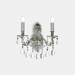 044910 Ideal lux Gioconda двухрожковое настенное бра с серебристым основанием и подвесками из хрусталя