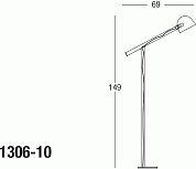 LABO floor lamp with base in black nickel metal or bronze and shade in borosilicate fumé glass