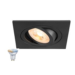 Встраиваемый светильник SLV NEW TRIA 75 SMART SET, квадратный, рамка 90×90 мм, с умной лампой Zigbee GU10