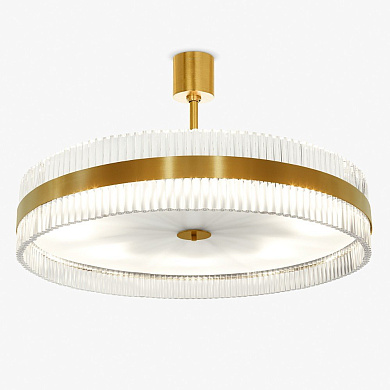 люстра-барабан с прозрачным стеклянным ободом и металлическим основанием
