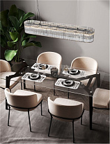 Matt Black Metal & Clear Glass LED G9 7x5 Watt 100-240 Volt IP20 Bulb Excluded L: 110 W: 18 H: 210 cm Glass: 140 pcs