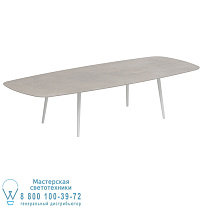 НИЗКИЙ ОБЕДЕННЫЙ СТОЛ STYLETTO 300X120CM АЛЮМИНИЕВЫЕ НОЖКИ БЕЛАЯ КЕРАМИЧЕСКАЯ СТОЛЕШНЯ CEMENTO LUMINOSO Royal Botania
