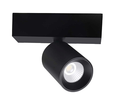 потолочный спот с цилиндрическим корпусом черного цвета и регулируемым направлением света