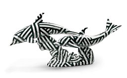 Фарфоровая статуэтка двух дельфинов на волне Dolphins' Dance Lladro, чёрно-белая 01009162