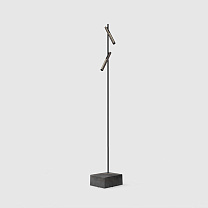 esprit double floor black, gun black lamphead, natural steel blue base