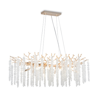 подвесной светильник с множеством стеклянных подвесок в форме капель