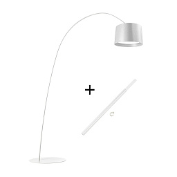 FN159003_10 + FN1590031_10 Foscarini Twiggy торшер с изогнутой опорой и полусферическим плафоном белого оттенка