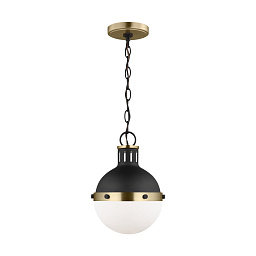 EU-6177101 Visual Comfort Hanks подвесной мини-светильник с полусферическим металлическим куполом и стеклянным шаровым плафоном