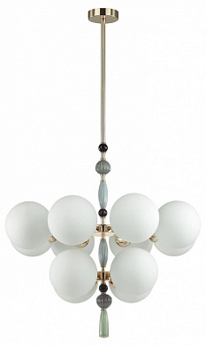 потолочный светильник с круглыми стеклянными плафонами зеленого оттенка