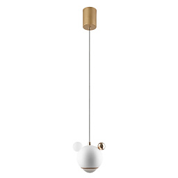 AMIGO SP LED WHITE Crystal Lux Amigo подвесной светильник с белым сферическим корпусом и золотыми деталями