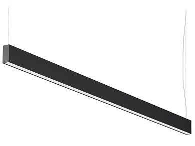 подвесной линейный светильник с черным корпусом и направленным потоком света