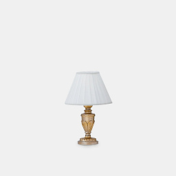 020853 Ideal lux Firenze настольная лампа с тканевым абажуром и резным золотистым основанием