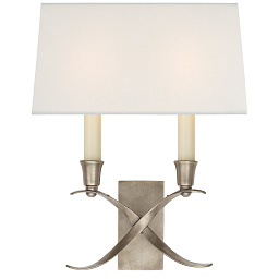 EU-CHD1190 Visual Comfort Cross Bouillotte двухламповое настенное бра с текстильным абажуром и фигурным металлическим основанием