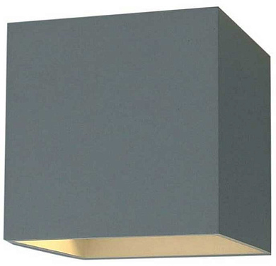 уличный фасадный светильник в форме куба с золотистым внутренним отражателем