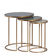 Salvatore Nest of Tables French Brass with Tri-colour Glass tops Porta Romana