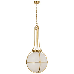 EU-CHC5484 Visual Comfort Gracie подвесной светильник с крупным шаровым стеклянным плафоном в латунной решётке