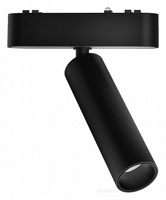 магнитный трековый светильник чёрного цвета с вытянутым корпусом и регулируемым углом наклона 48V