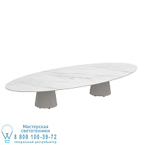 СТОЛ CONIX ELLIPSE 320X140 CM ВЫСОКИЕ НОЖКИ ДЛЯ ЗАЛОВ БЕТОН ЦЕМЕНТ СЕРЫЙ - СТОЛЕШНИЦА КЕРАМИЧЕСКАЯ BIANCO STATUARIO Royal Botania