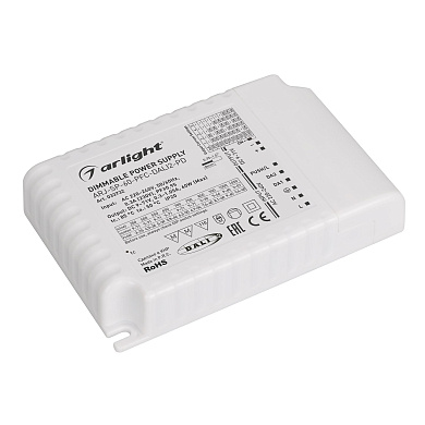 033732 Arlight LED драйвер ARJ-SP-60-PFC-DALI2-PD (60W, 9-71V, 0.35 -1.05A)