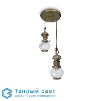 потолочная люстра с тремя плафонами из стекла и декоративной подвеской