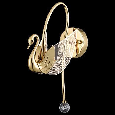 настенное бра с декоративным элементом в форме лебедя и золотым основанием