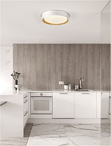 Triac Dimmable Sandy White Aluminium Wood & Acrylic LED 50 Watt 220-240 Volt 3166Lm 3000K IP20 D: 60 H: 9 cm