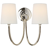 Reed Double Sconce полированный никель с льняными абажурами