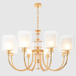 ELENA SP8 GOLD Crystal Lux ELENA потолочная люстра с восемью плафонами из стекла на арочной золотой конструкции