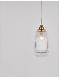 9738212 Nova Luce Mond подвесной светильник с прозрачным рифлёным плафоном и золотистой фурнитурой