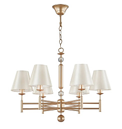 FLAVIO SP6 GOLD Crystal Lux Flavio шестирожковая люстра с абажурами из ткани и арматурой цвета шампань