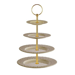 0007843-302 Villari Peacock подставка для торта с тремя ярусами в карамельном и золотом цветах
