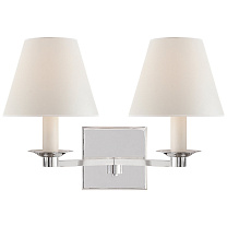Evans Double Arm Sconce полированный никель с перкальным абажуром