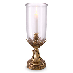 TM0163 Eichholtz Vitruvian подсвечник с высоким стеклянным плафоном и бронзовым основанием