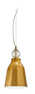 подвесной светильник с металлическим купольным плафоном золотистого оттенка