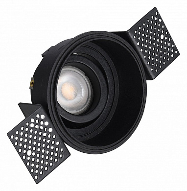 встраиваемый потолочный спот черного цвета с поворотным модулем