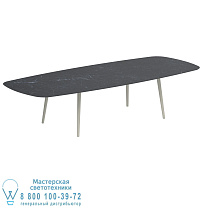 НИЗКИЙ ОБЕДЕННЫЙ СТОЛ STYLETTO 300X120CM АЛЮМИНИЕВЫЕ НОЖКИ ГРИБНАЯ КЕРАМИЧЕСКАЯ СТОЛ NERO MARQUINA Royal Botania