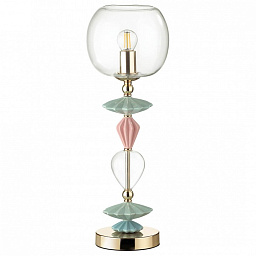 4855/1T Odeon Light Bizet настольная лампа с декоративным стеклянным плафоном и цветными элементами